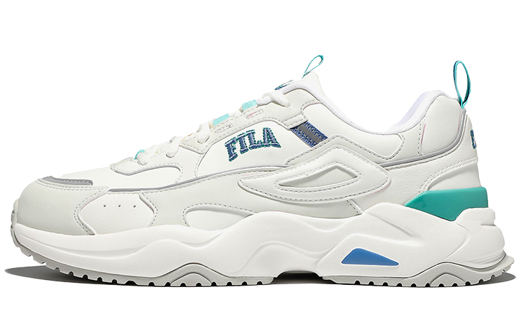 FILA Rayflide Textile, Synthetic Leather Low top Casual Shoes Unisex White Blue Green Korean Style