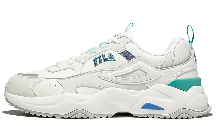 FILA Rayflide Textile, Synthetic Leather Low top Casual Shoes Unisex White Blue Green Korean Style