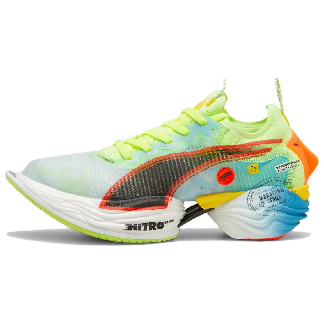 PUMA Fast R Nitro Elite 2 Slip Resistant Abrasion Resistant Low top Running Shoes Women's Blue White