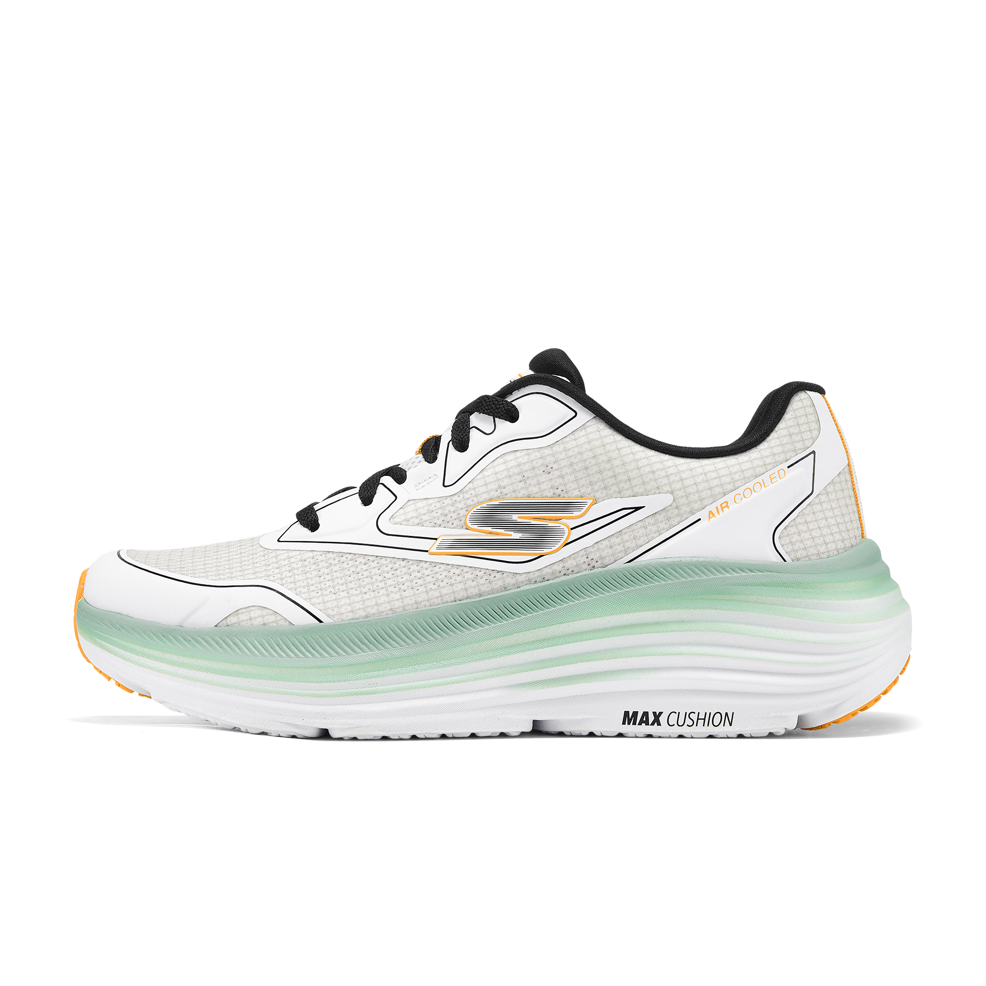 Skechers Max Cushioning Abrasion Resistant, Breathable, Slip Resistant Low top Running Shoes Men’s White