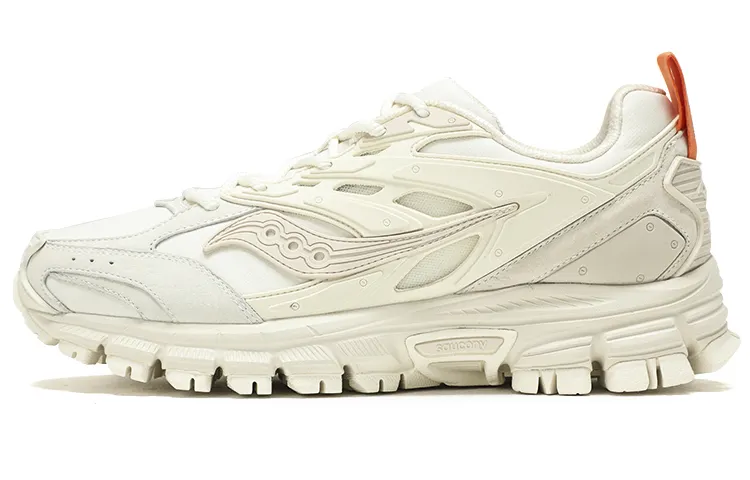 Saucony Textile, Leather Slip Resistant Abrasion Resistant Low top Running Shoes Unisex White