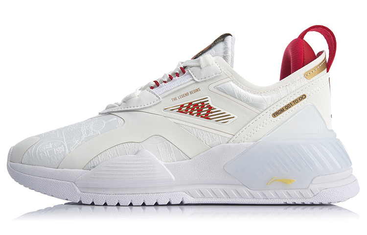 Li Ning 001 T2000 Abrasion Resistant Lightweight Wear resistant And Lightweight Low top Running Shoes Women’s White Red