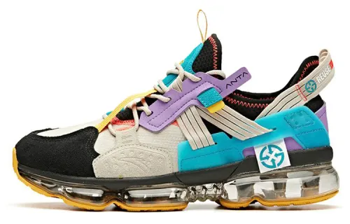 NASA x Anta SEED Patchwork Non slip Lightweight Low top Running Shoes Men's Black Blue