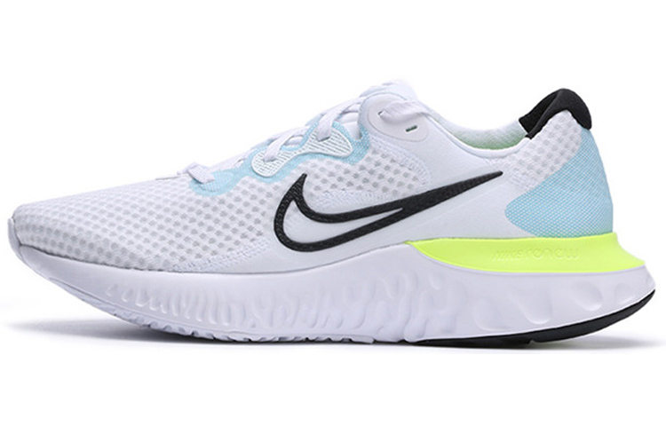 Nike Renew Run 2 woven sports comfortable fabric synthetic leather shock-absorbing, non-slip, wear-resistant and breathable low-cut casual running shoes for men, white, blue and yellow