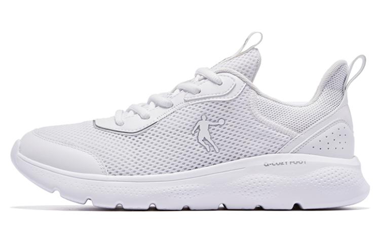 QIAODAN Cushioning Slip Resistant Abrasion Resistant Breathable Lightweight Low top Running Shoes Men’s White