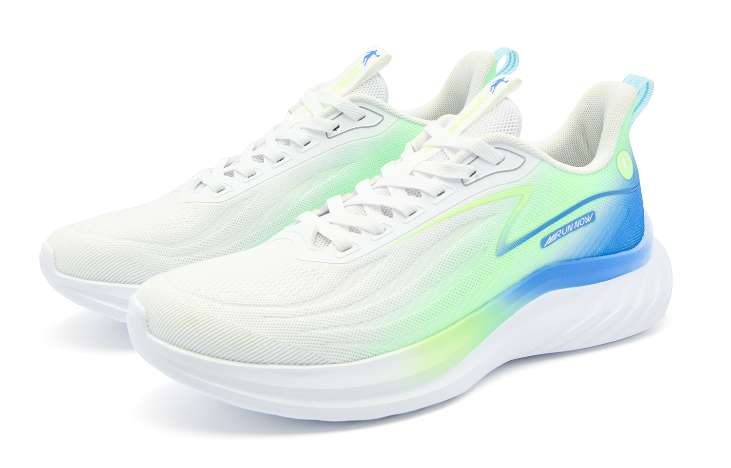 QIAODAN Cushioning Slip Resistant Abrasion Resistant Low top Casual Running Shoes Men’s White Green