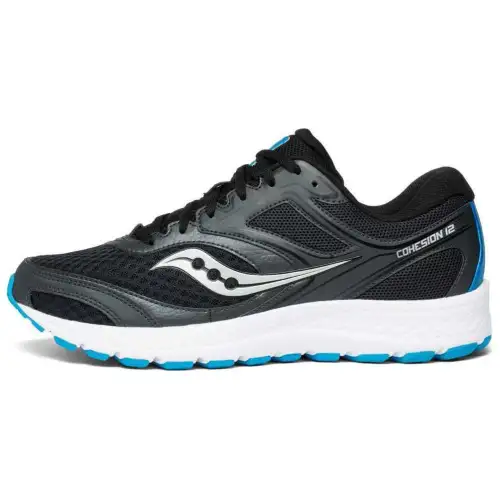 Saucony Cohesion 12 Versatile Cushioning Lightweight Low top Running Shoes Men's Black Blue