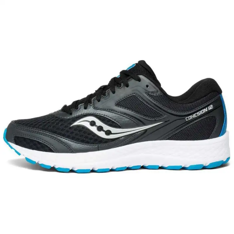 Saucony Cohesion 12 Versatile Cushioning Lightweight Low top Running Shoes Men's Black Blue