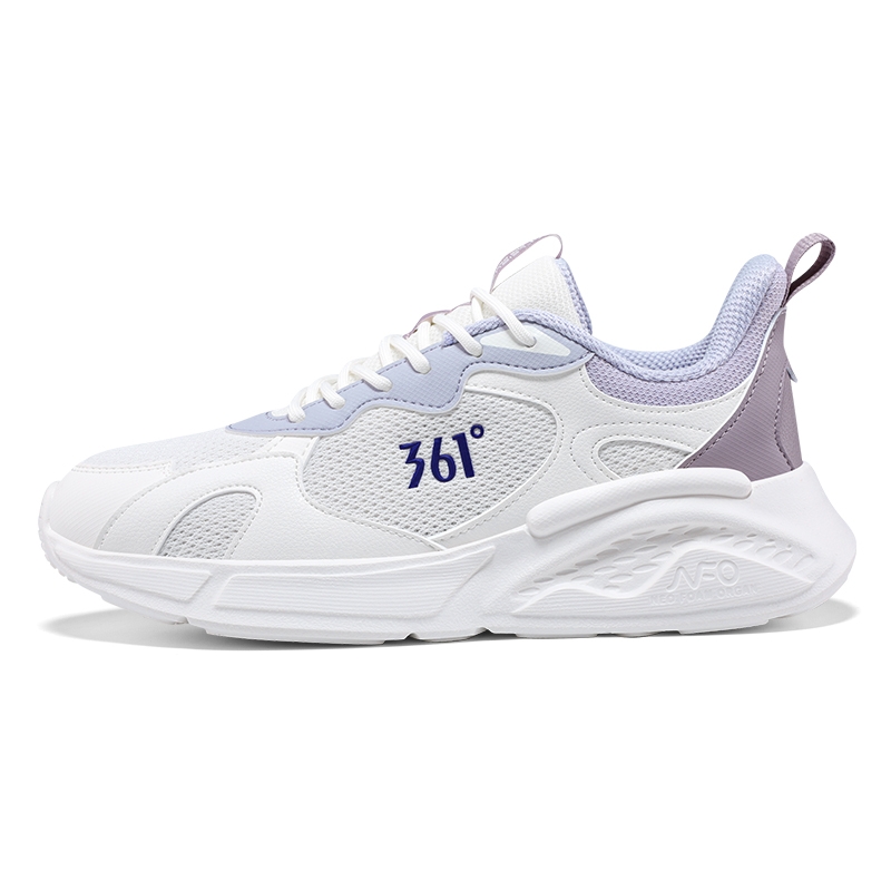 361° Slip Resistant And Breathable Slip Resistant And Breathable Low top Sprint Running Shoes Women’s White Purple