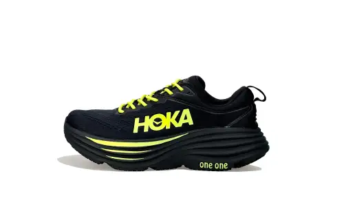HOKA ONE ONE Bondi 8 Slip Resistant Abrasion Resistant Low top Long Distance Running Shoes Men's Black Green