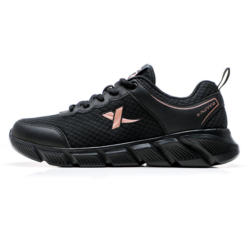XTEP Breathable And Lightweight Low top Casual Running Shoes Women’s Black Gold