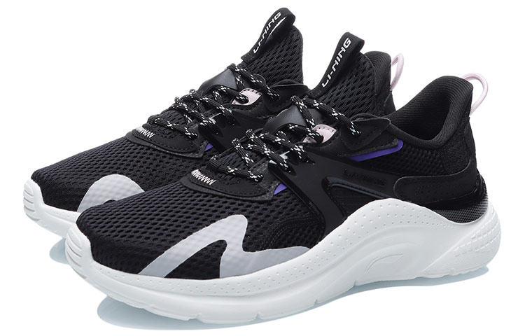 Li Ning Liuyun Lightweight Slip Resistant, Abrasion Resistant, Lightweight Low top Running Shoes Women’s Black White