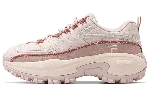 FILA FUSION Check Mesh, Textile, Synthetic Leather Low top Casual Shoes Women's Pink