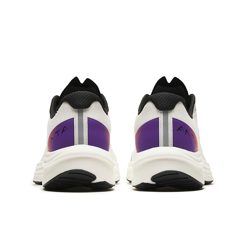 Anta Road Run Mesh Cushioning Slip Resistant Abrasion Resistant Rebound Low top Running Shoes Men’s White Black Purple