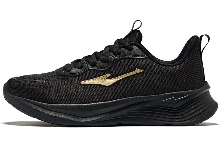Erke Comfortable And Breathable Cushioning, Wear Resistant Low top Running Shoes Men’s Jet Black King Gold