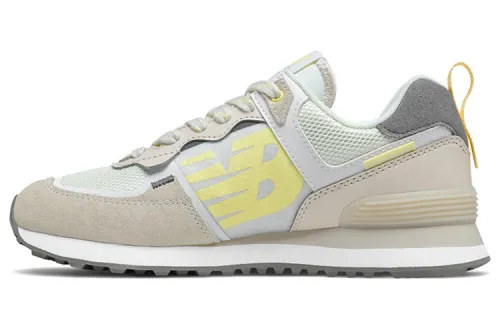 New Balance NB 574 Synthetic Leather, Textile Low top Running Shoes Women's Beige Yellow