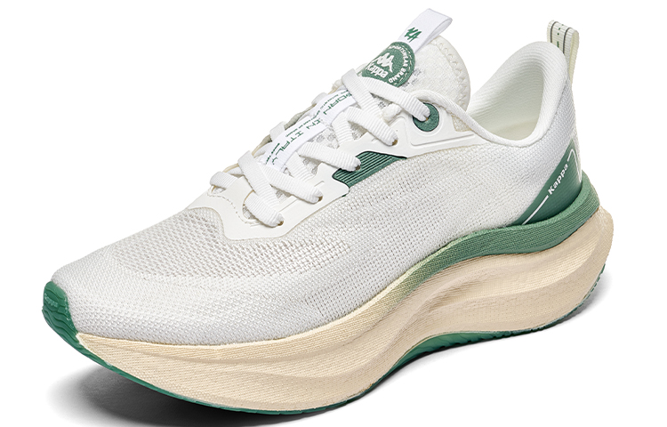 Kappa Cushioning Abrasion Resistant Lightweight Breathable Slip Resistant Low top Running Shoes Unisex White Green