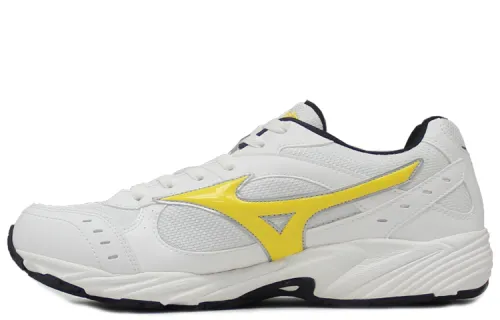 Mizuno Fabric Slip Resistant Abrasion Resistant Breathable Cushioning Low top Sprint Running Shoes Men's White Yellow