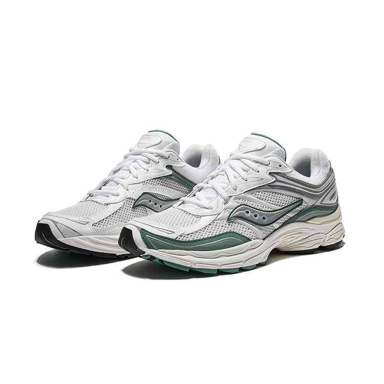Saucony Pro Grid Omni 9 Slip Resistant Abrasion Resistant Low top Running Shoes Unisex White Light Green