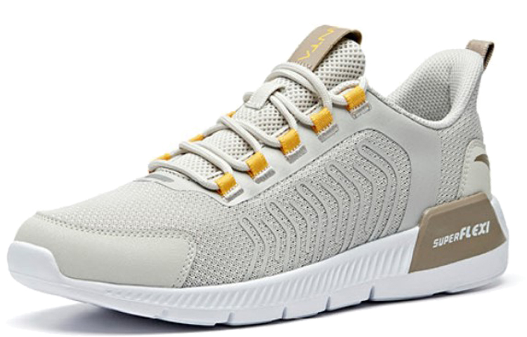 Anta Comfortable Cushioning Slip Resistant Breathable Lightweight Low top Running Shoes Men’s Gray Yellow White