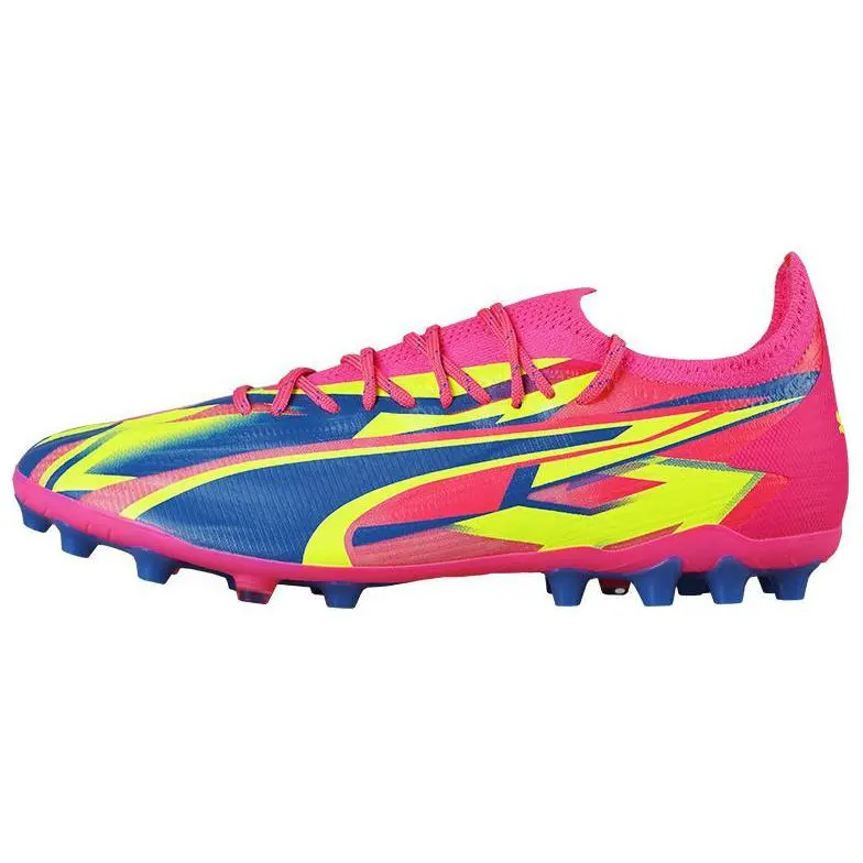 PUMA Ultra Ultimate MG Multi Ground Artificial Turf Cushioning, Wear Resistant Soccer Shoes Unisex Pink Blue