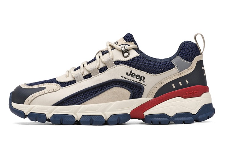 Jeep Cushioning Abrasion Resistant Waterproof And Breathable Balance Lightweight Low top Running Shoes Unisex Dark Blue