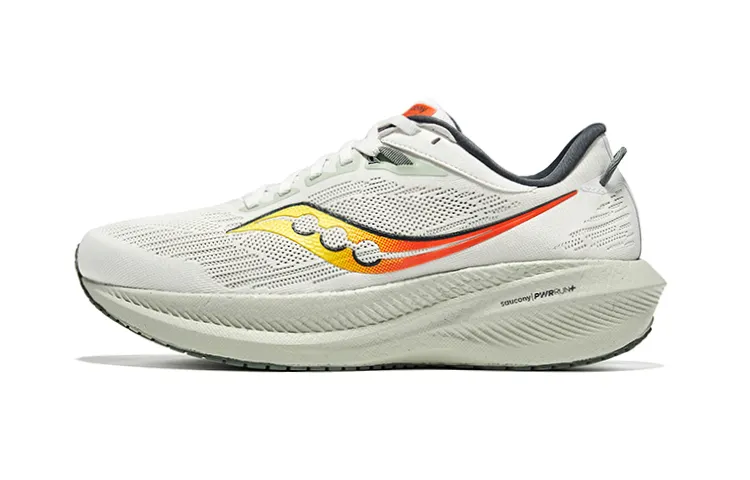 Saucony Triumph Victory 21 Textile, Synthetic Leather Breathable Low top Running Shoes Men's Gray Green