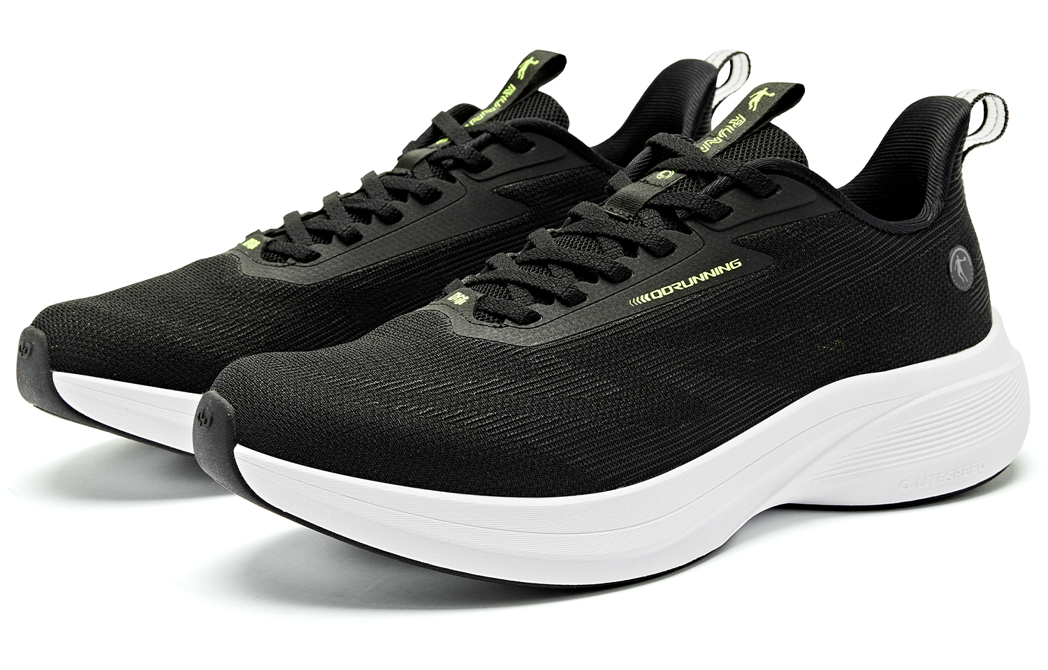 QIAODAN Light Speed 4.0 Cushioning Slip Resistant Low top Q LITESPEED Technology Running Shoes Men’s Black Green
