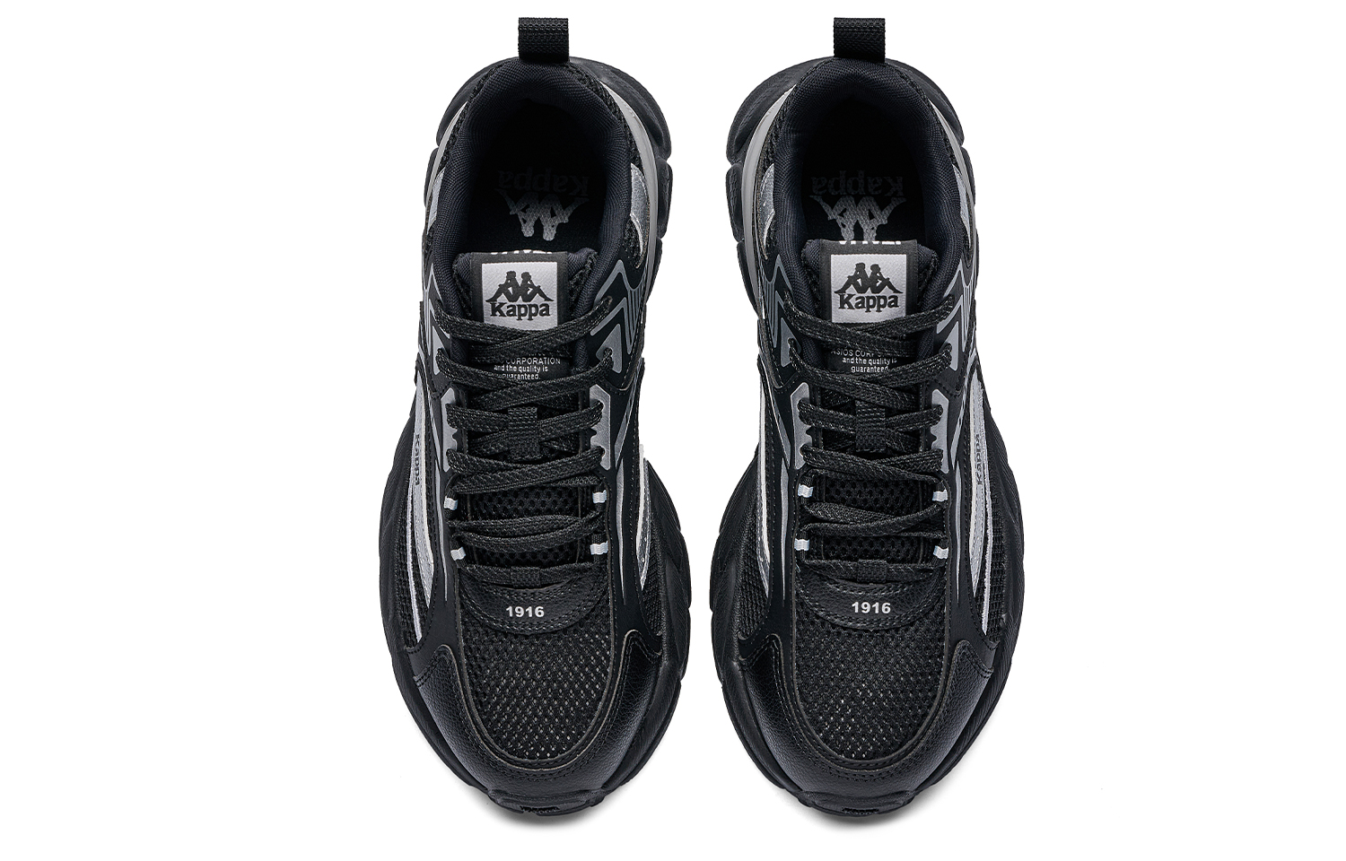 Kappa Slip Resistant Abrasion Resistant Low top Running Shoes Unisex Black Silver