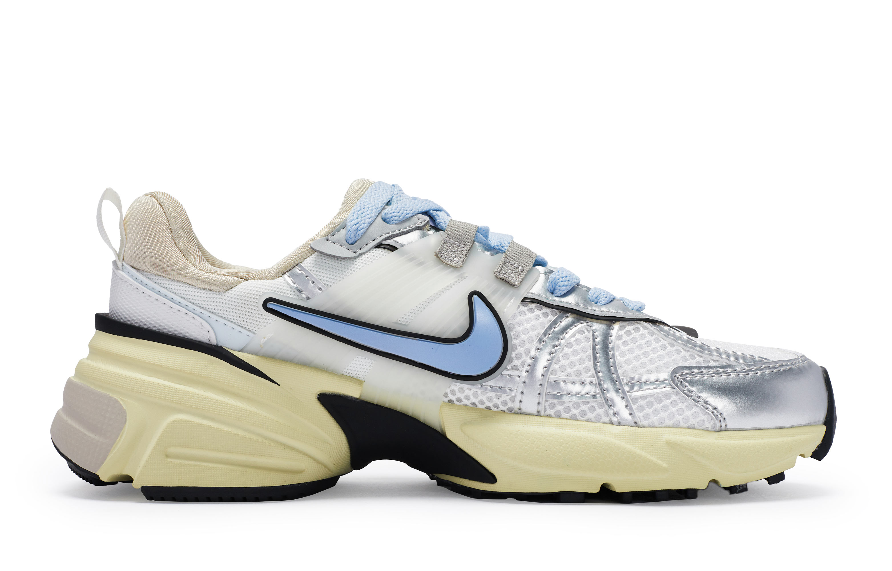 Nike V2K Run Cushioning Slip Resistant Low top Running Shoes Women’s White Silver Blue