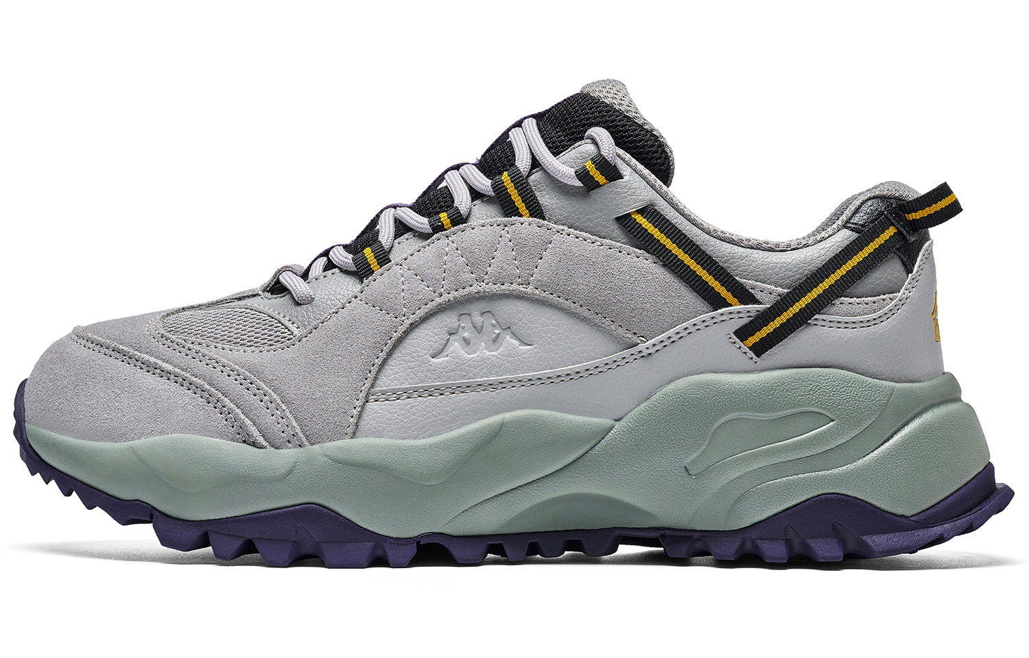 Kappa Synthetic Leather Slip Resistant Abrasion Resistant Low top Casual Running Shoes Unisex Tranquil Gray