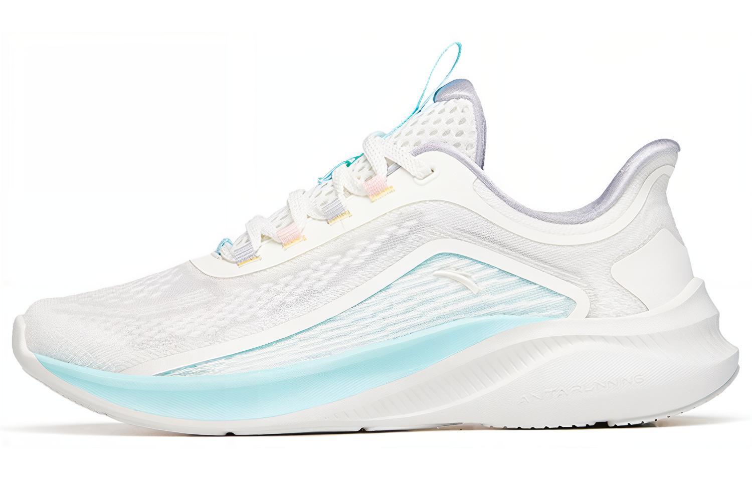 Anta Cushioning Slip Resistant Abrasion Resistant Breathable Lightweight Low top Running Shoes Women’s White Blue