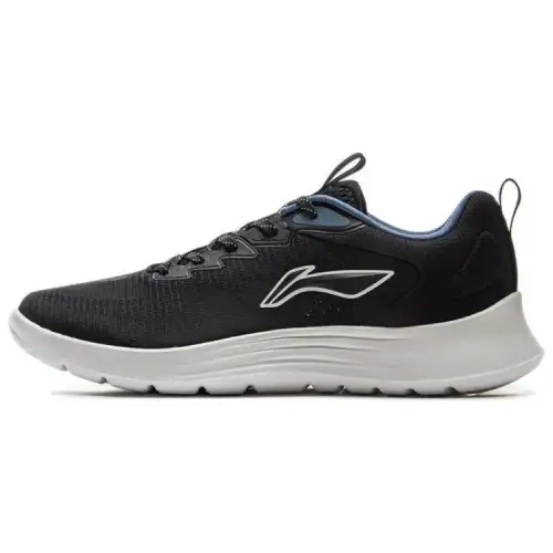Li Ning Light Strings Cushioning Slip Resistant Abrasion Resistant Lightweight Low top Sprint Running Shoes Men's Black