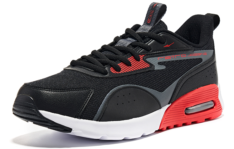 Erke Slip Resistant Abrasion Resistant Low top Running Shoes Men’s Black Gray Red