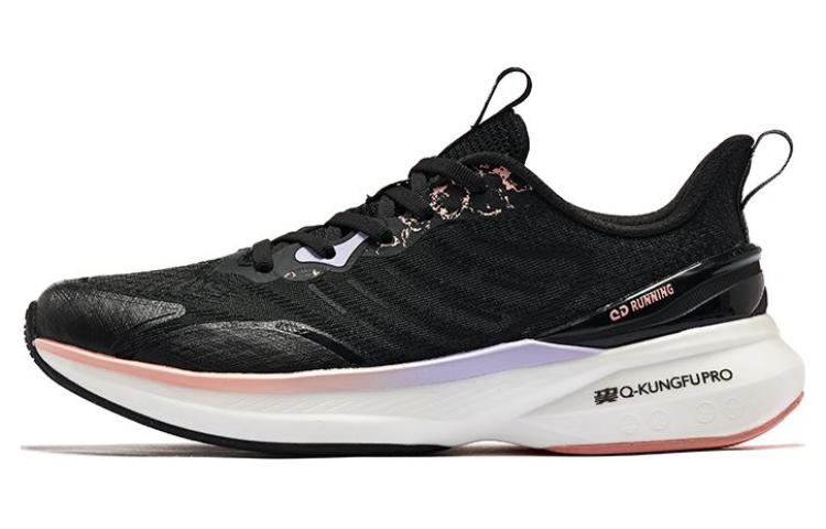 QIAODAN Winding 12 Breathable Slip Resistant Abrasion Resistant Low top Running Shoes Women’s Black Pink
