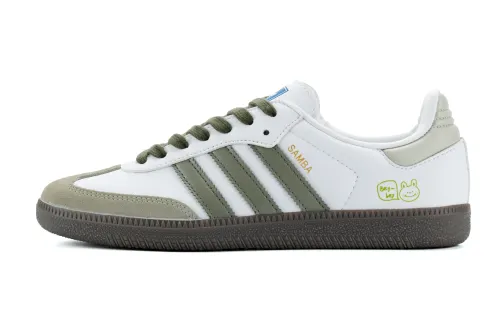 Adidas Originals SAMBA OG Slip Resistant Low top Skateboard Shoes Unisex White Green Brown