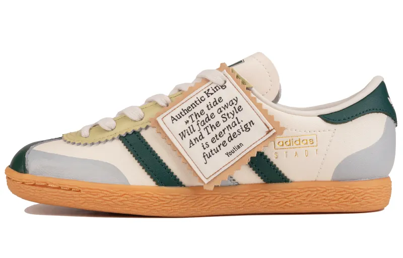 Adidas Originals Stadt Slip Resistant Abrasion Resistant Low top Skateboard Shoes Unisex Green White