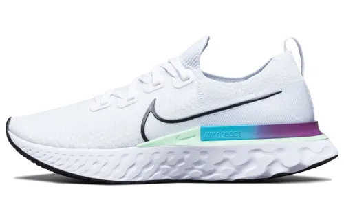 Nike React Infinity Run Flyknit 1 Comfortable fabric shock-absorbing, non-slip, wear-resistant, breathable and lightweight, low-top casual running shoes, men's white, blue and purple