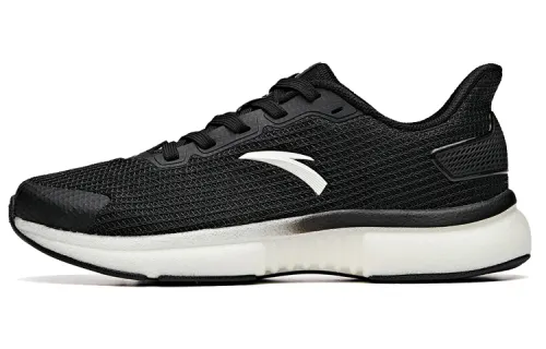 Anta Comfortable Cushioning Lightweight Slip Resistant Breathable Low top Running Shoes Men's Black White