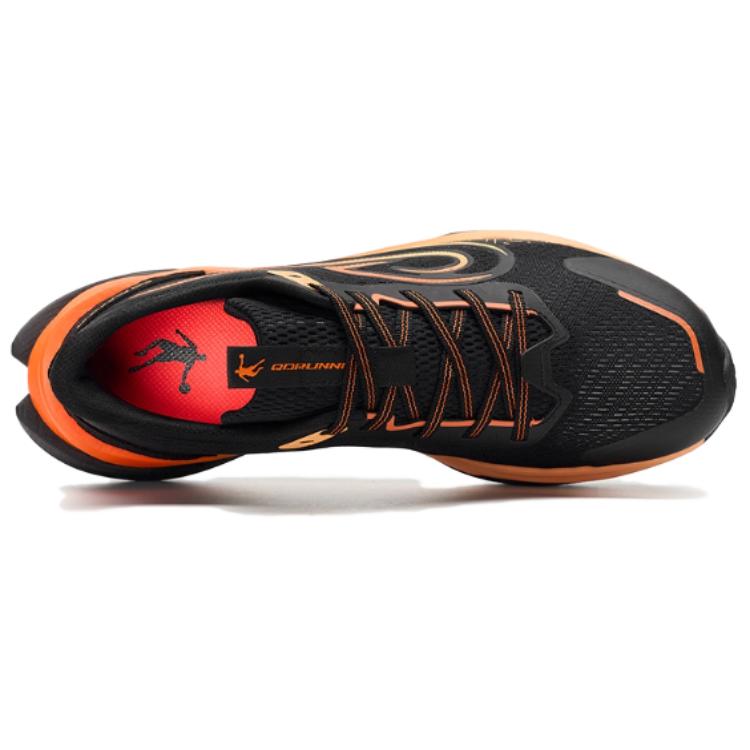 QIAODAN Cushioning Slip Resistant Support Low top Casual Running Shoes Men’s Black Orange