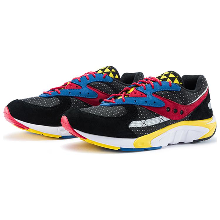 Saucony Aya Classic Vintage Fabric Cushioning Moisture Wicking Low top Running Shoes Men’s Black Yellow Red