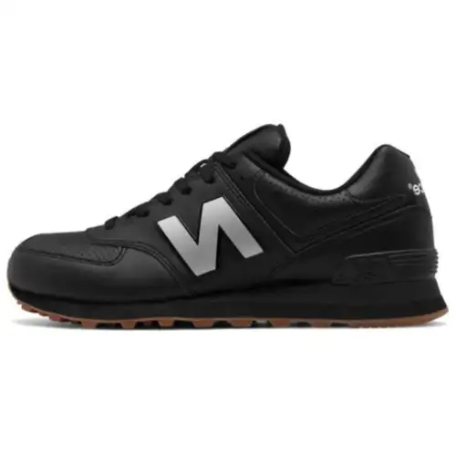 New Balance 574 Leather Shoes 'Black Silver'