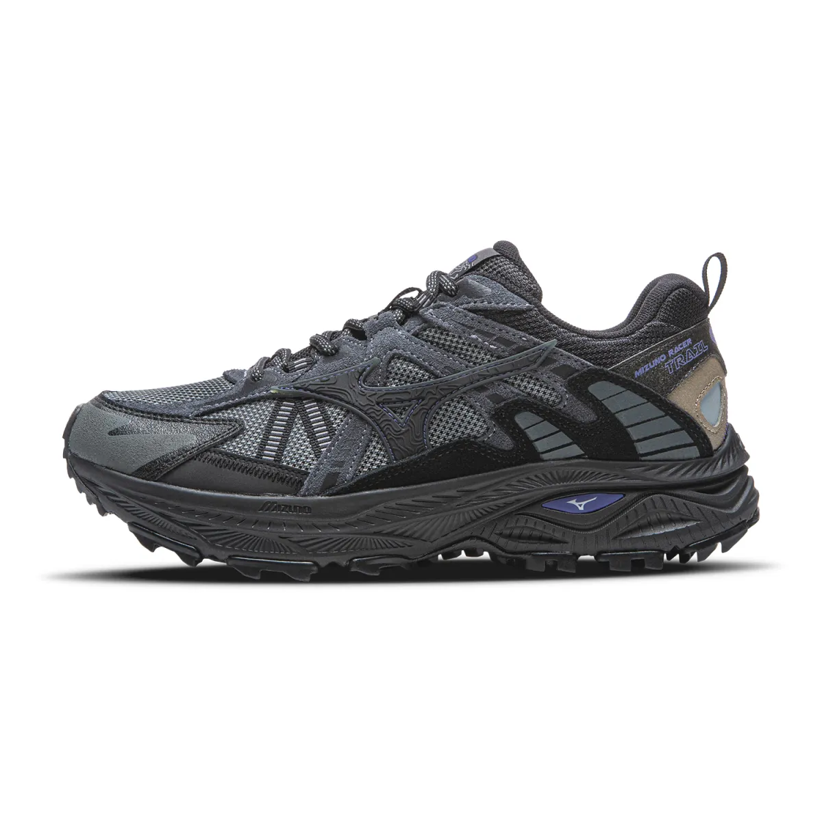 Mizuno Racer Trail Comfortable Textile, Synthetic Leather Low top Running Shoes Unisex Black