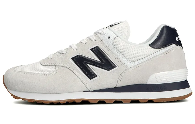 New Balance NB 574 Leather Cushioning Abrasion Resistant Lightweight Low top Running Shoes Unisex White Blue
