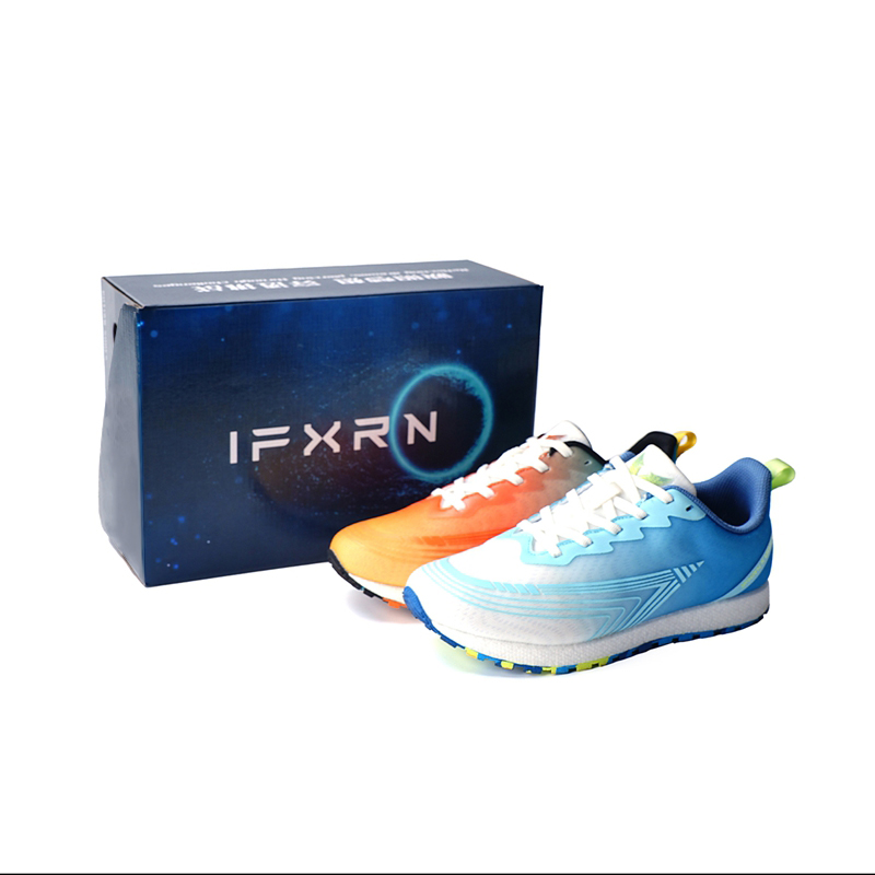 IFXRN Running Shoes Unisex Right Orange Red Blue White Left Blue White