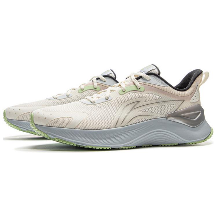 Li Ning Cushioning Slip Resistant Abrasion Resistant Low top Casual Running Shoes Men’s Ivory