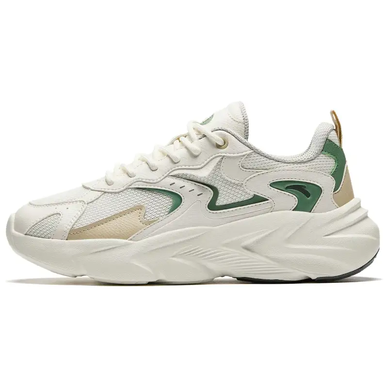 Anta Slip Resistant, Abrasion Resistant, Breathable Low top Casual Shoes Women's White Green Yellow