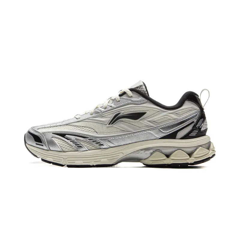 LiNing Cushioning, Slip Resistant, Abrasion Resistant, Rebound Low Top Casual Running Shoes Men's Silver Gray