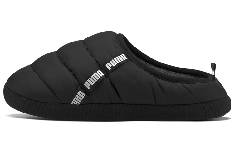 PUMA Puma, retro rubber black slippers for men and women, for beloved, decorative stitching