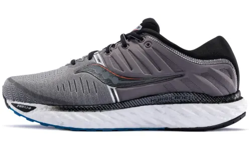 Saucony Hurricane Lace Up Mesh Slip Resistant Support Lightweight Low top Running Shoes Men's Gray Black Wide